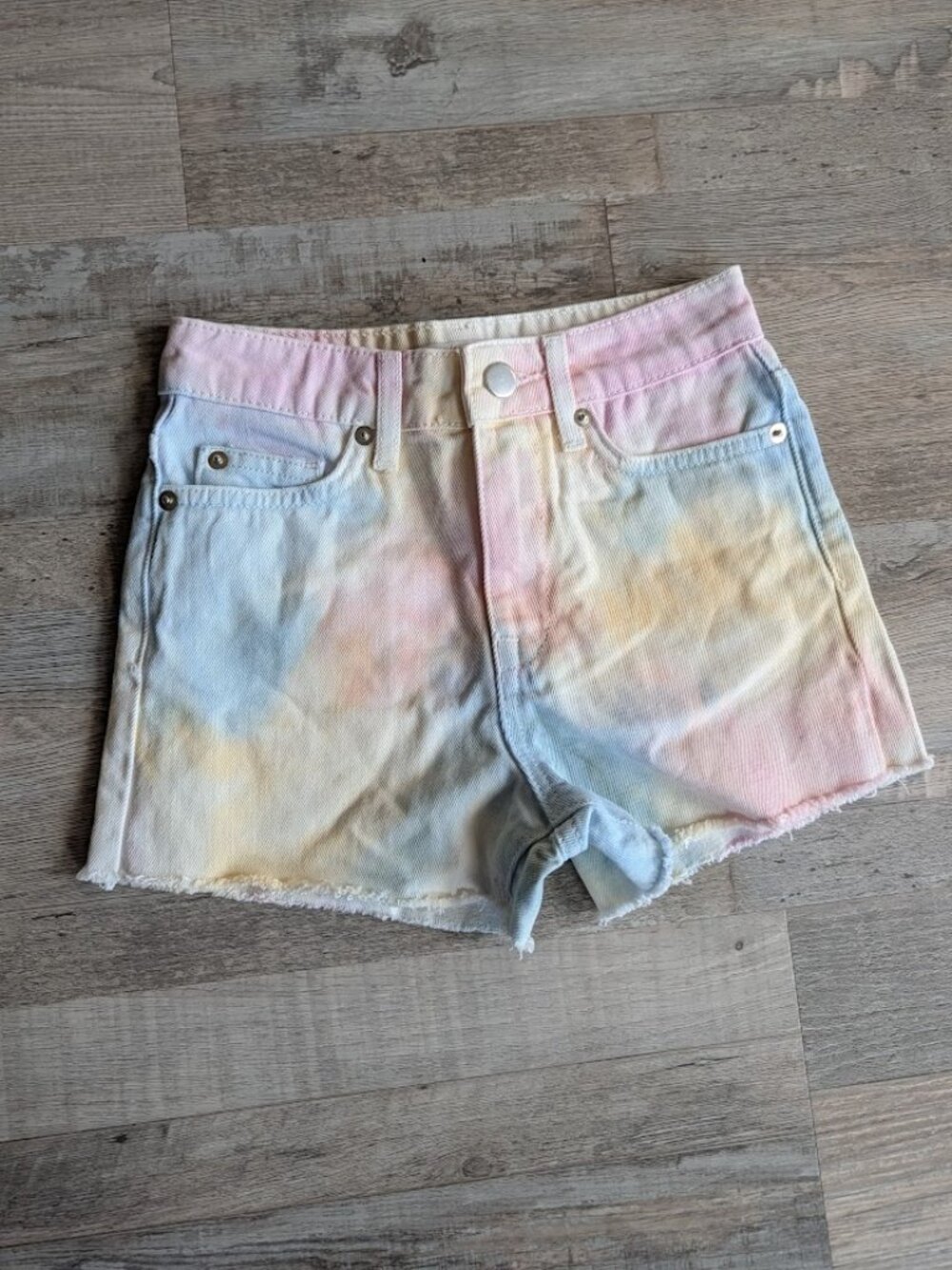 High-Waisted Pastel Tie-Dye Denim Shorts * Girls Size 8